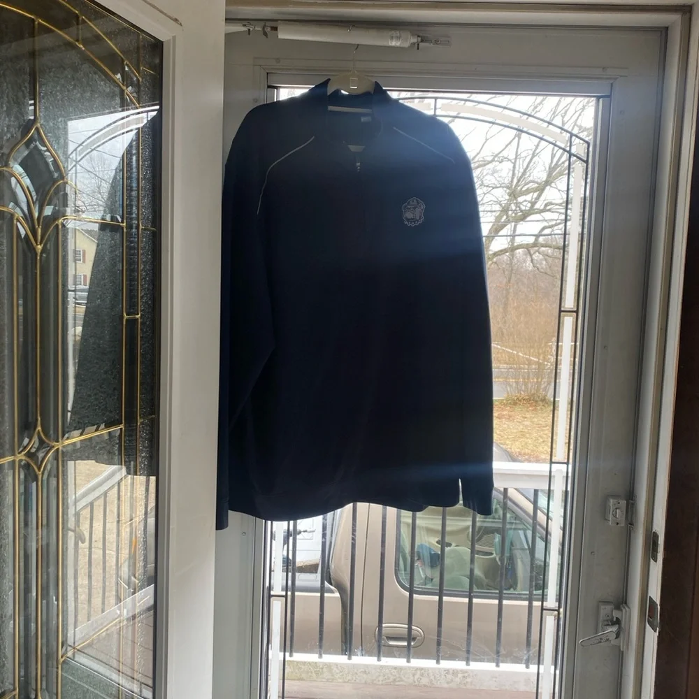 Navy Quarter-Zip Pullover with Embroidered Logo - Picture 5 of 9